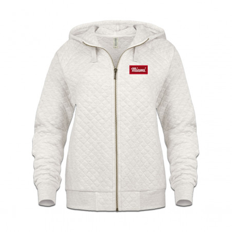 Miami RedHawks Womens Oatmeal Quilted Full Zip Hoodie