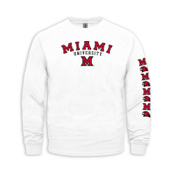 Miami Long Sleeve Tee with Sleeve Design, White