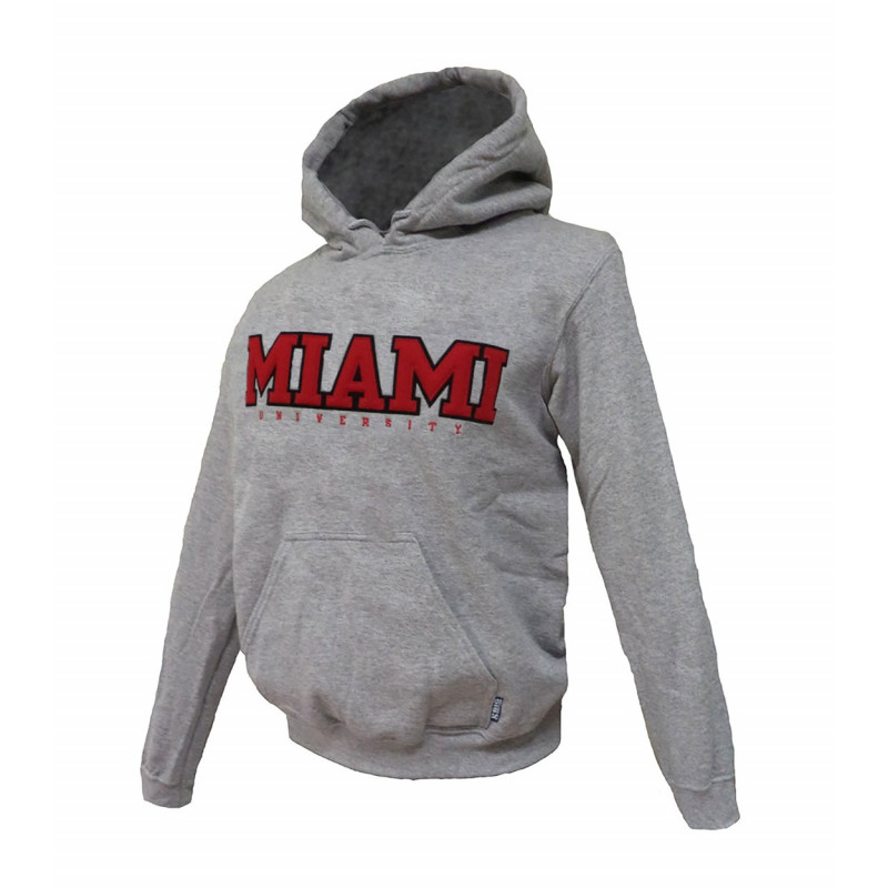 Gray Hood with Miami over University in Red Felt