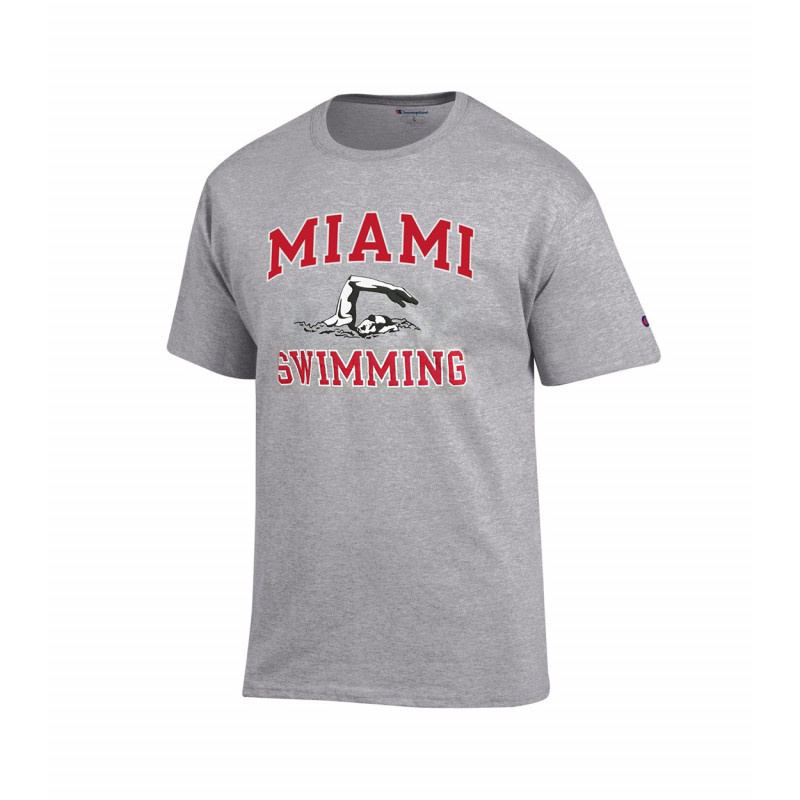 Miami University Swimming Short Sleeve Tee, Gray