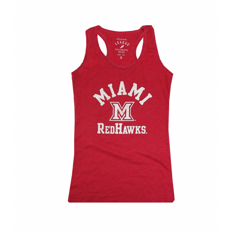 League Miami Redhawks Vintage Red Racerback Tank