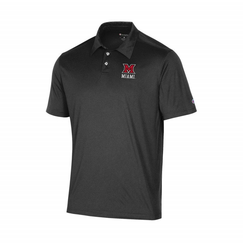 Champion Miami University Black Textured Polo