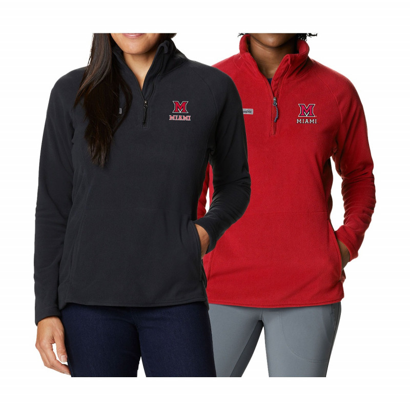 Columbia Miami University Women's Fleece 1/4 Zip, Red/ Black