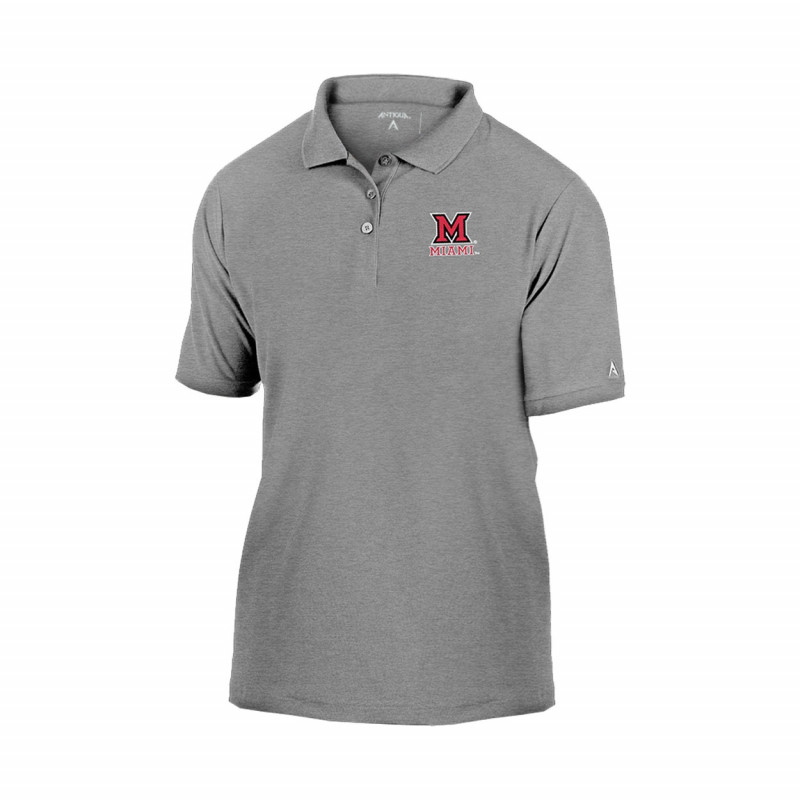Antigua Miami Heathered Gray Legacy Pique Polo