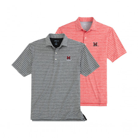 Johnnie-O Miami University Newton Polo with White Stripes