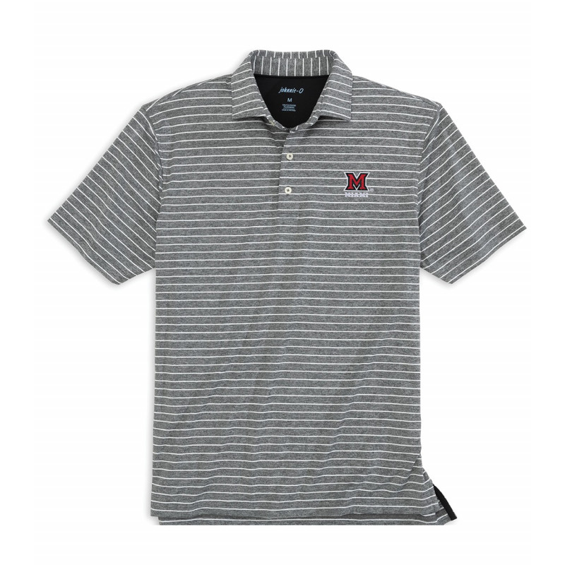 Johnnie-O Miami University Newton Polo with White Stripes