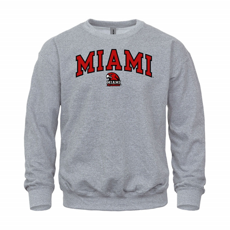 Miami University Crew w/ Miami Arched over Hawk Head, Gray