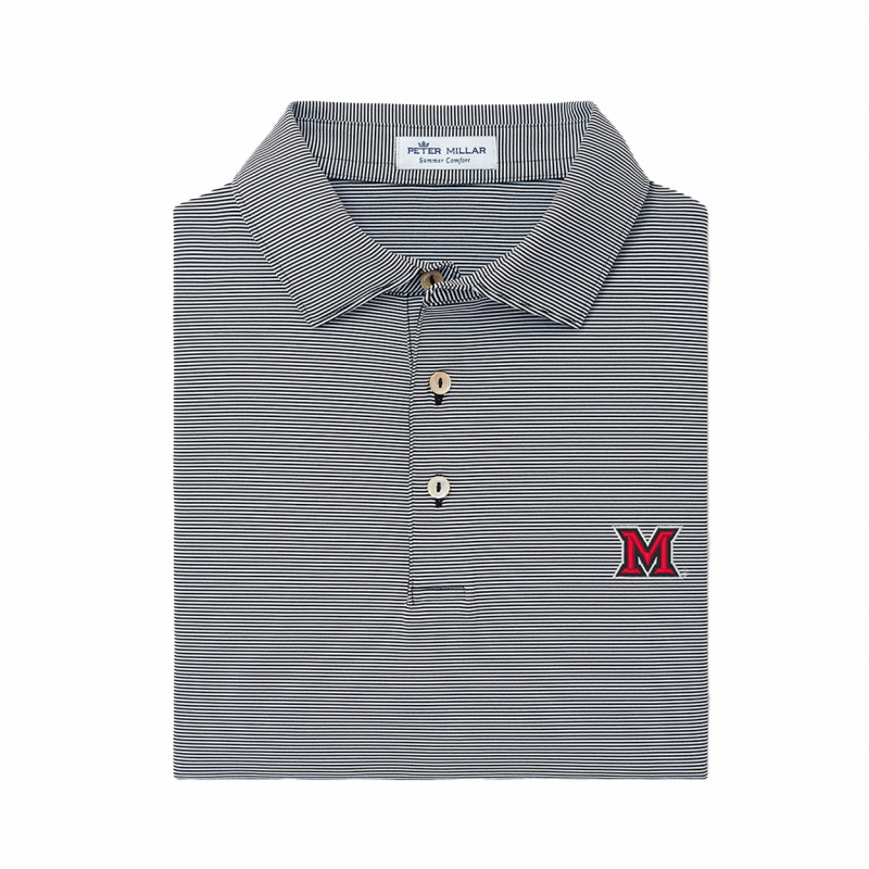 Miami RedHawks Peter Millar Striped Jubilee Polo
