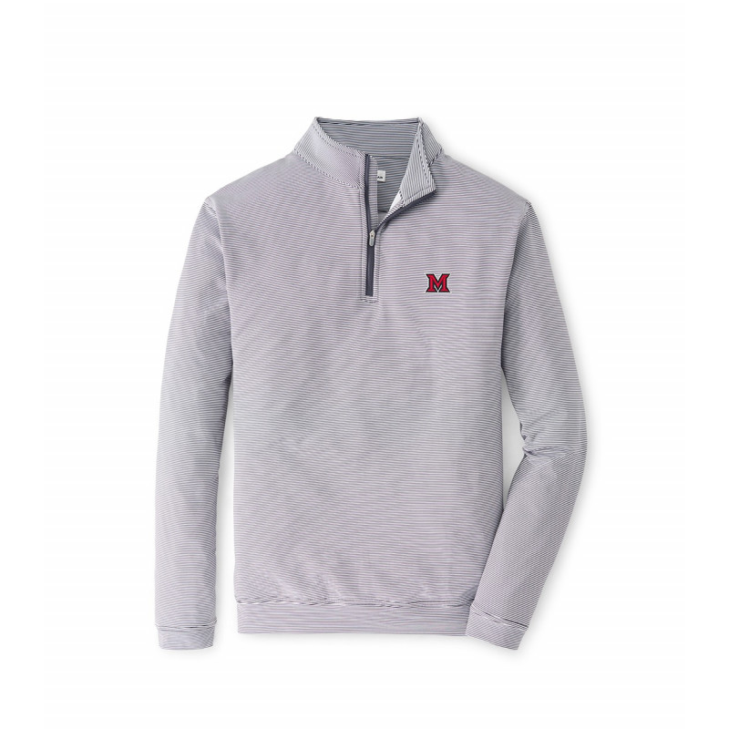 Peter Millar Grey Striped 1/4 Zip