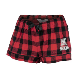 Boxercraft Miami M Logo Women's Flannel Boxer, Blk & Red