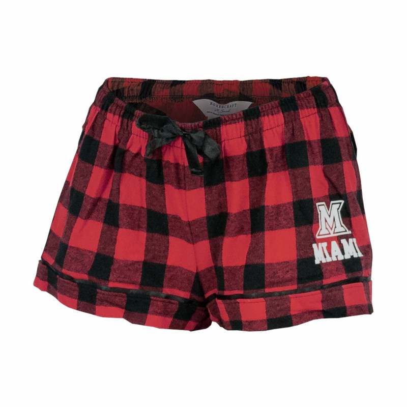 Boxercraft Miami M Logo Women's Flannel Boxer, Blk & Red