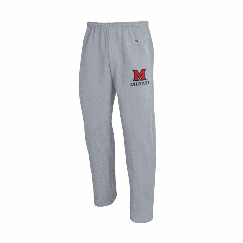 Champion Miami Block M Logo Open Bottom Sweatpants, Gray