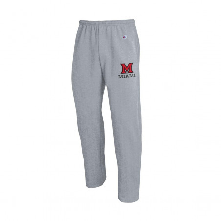 Champion Miami Block M Logo Open Bottom Sweatpants, Gray