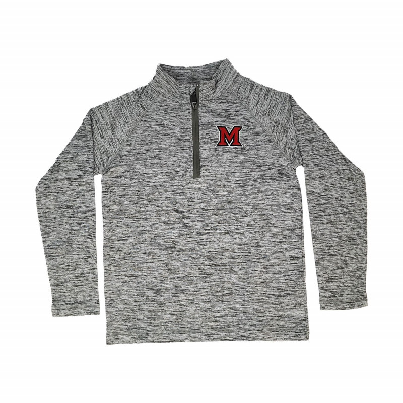 Garb Miami Univ. Block M Youth Heathered 1/4 Zip, Gray