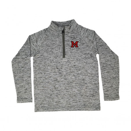 Garb Miami Univ. Block M Youth Heathered 1/4 Zip, Gray