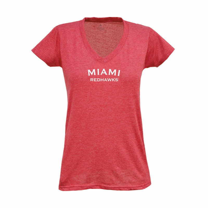 Artisans Miami RedHawks Women's V-Neck Short Sleeve Tee, Red