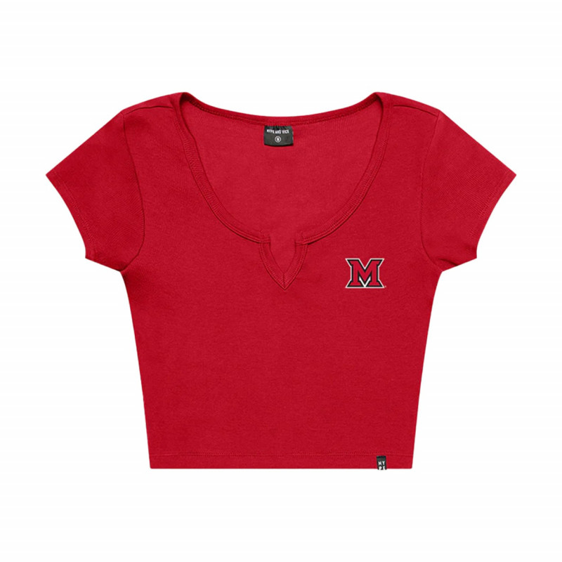 Hype & Vice Miami Womens Notched Crop, Red