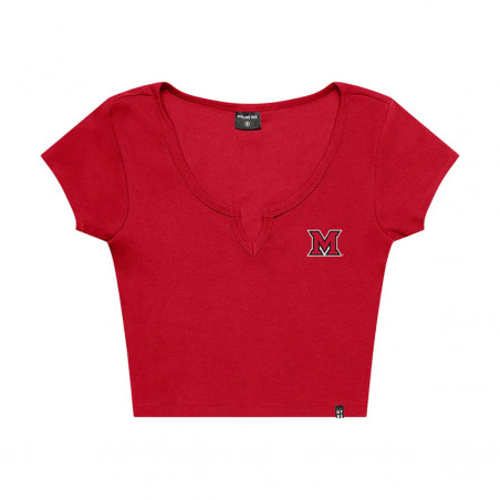 Hype & Vice Miami Womens Notched Crop, Red