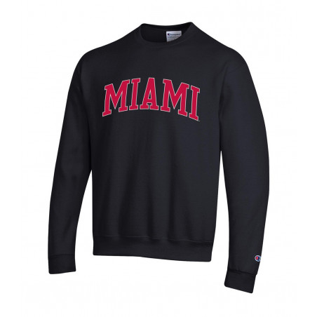 Miami University Arched Miami over M Crew, Black