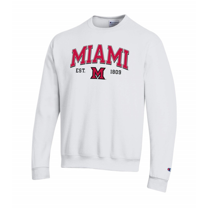 Miami Arched over Block "M" Crew, White