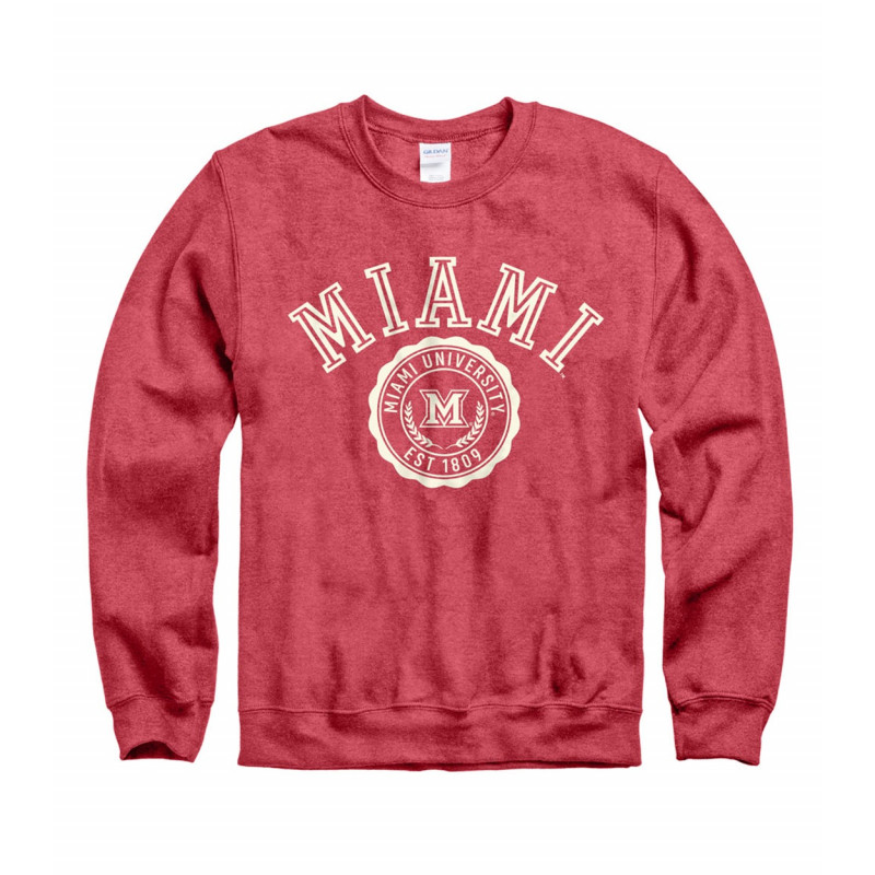 Miami University Faux Seal Heather Red Sweatshirt