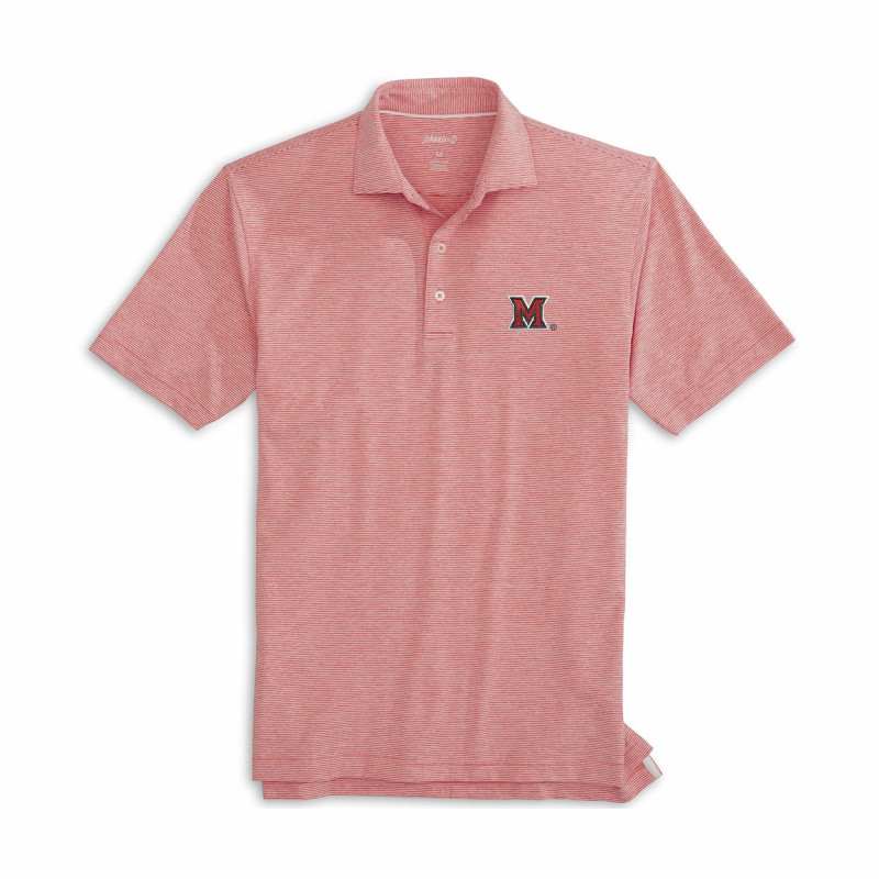 Johnnie-O Miami Block M Logo Lyndon Polo, Red