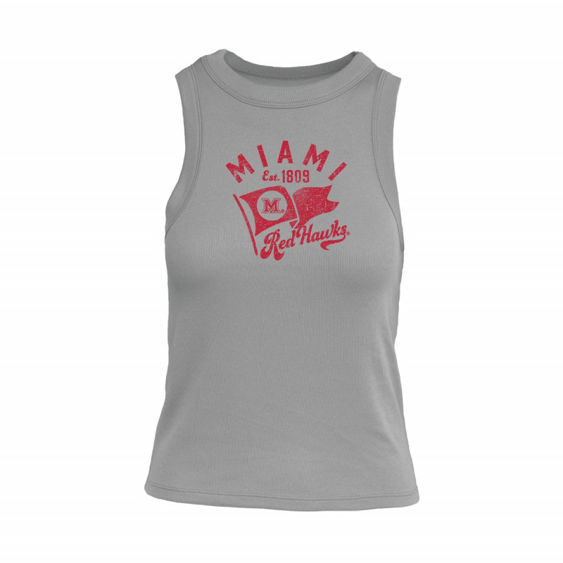 Camp David Miami RedHawks Womens Gray Ribbed Tank