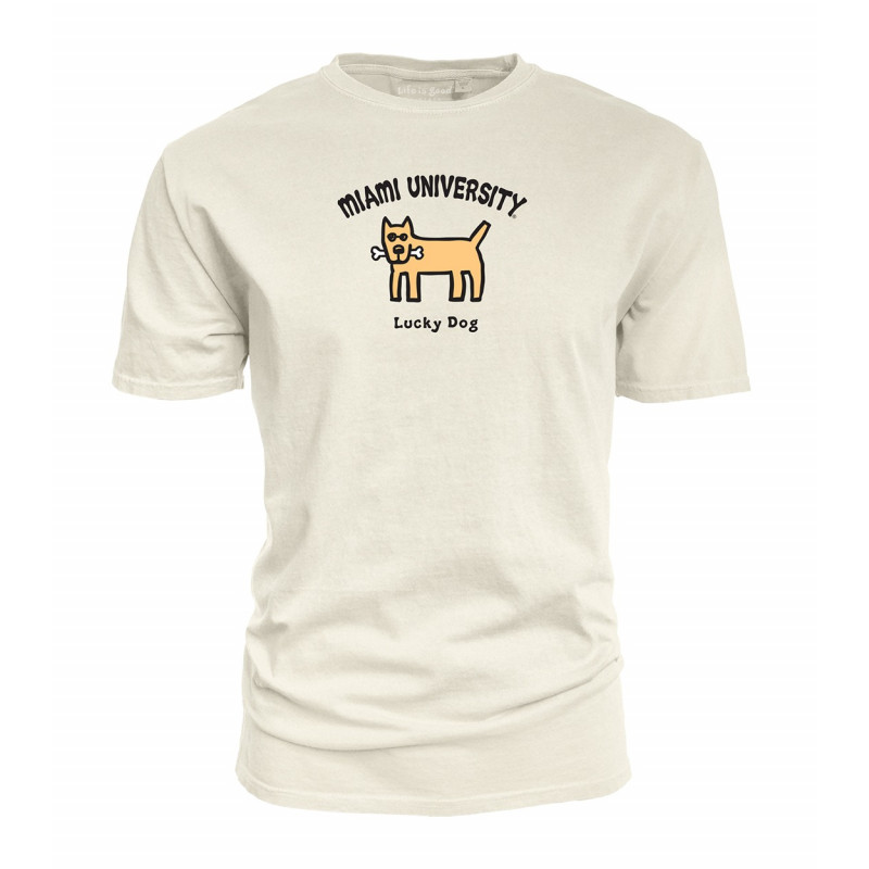 Blue 84 Miami University "Lucky Dog" Life is Good tee