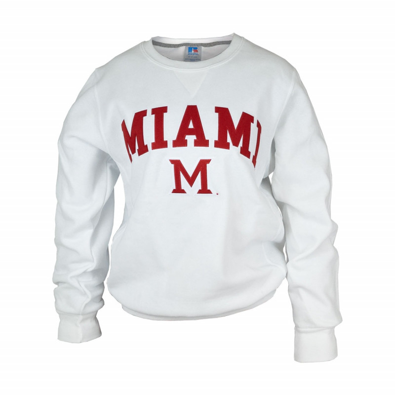 Russell Miami Over M Logo Twill Crew, White