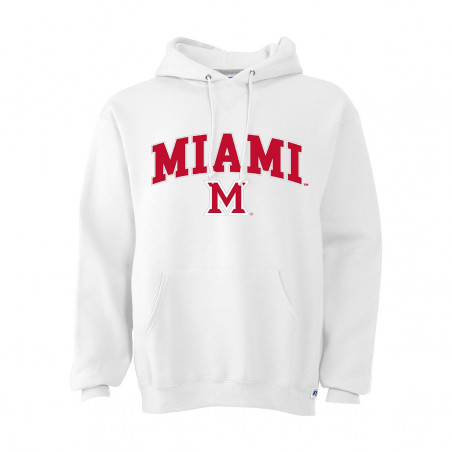 Russell Miami Over M Logo Twill Hoodie, White