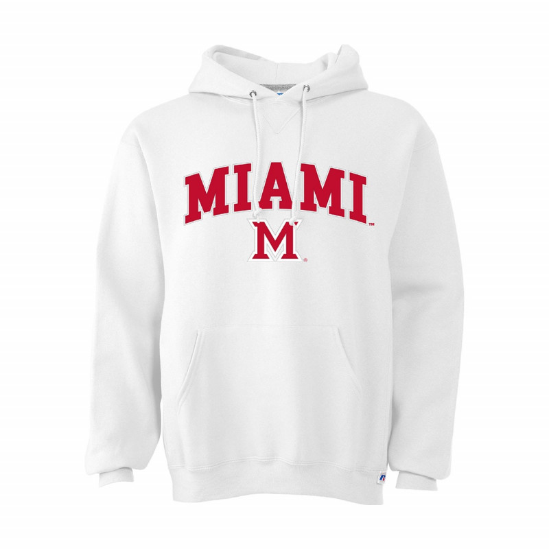 Russell Miami Over M Logo Twill Hoodie, White
