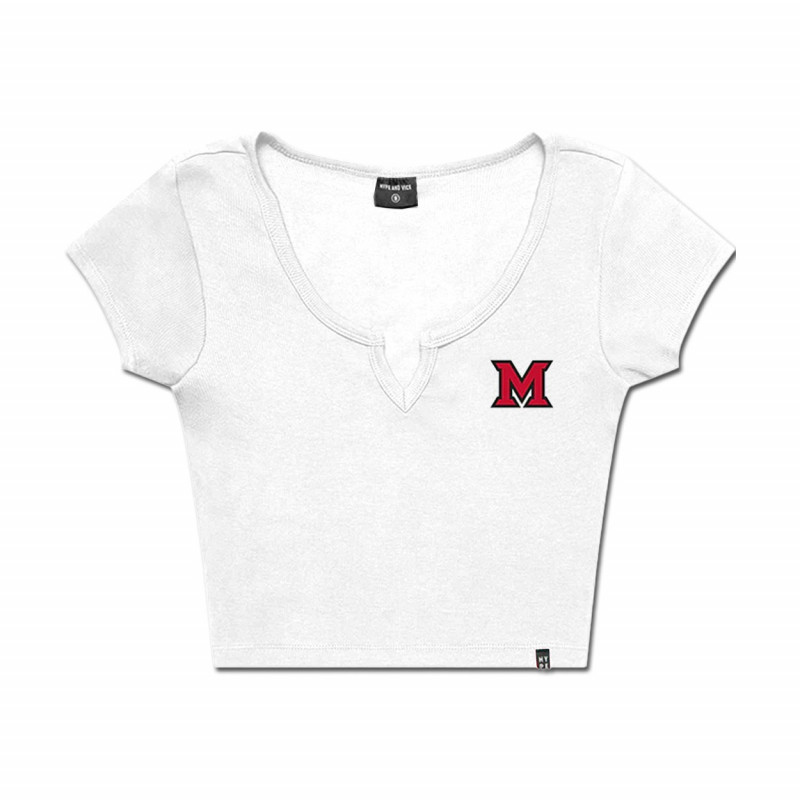 Hype & Vice Miami Womens Notched Crop, White