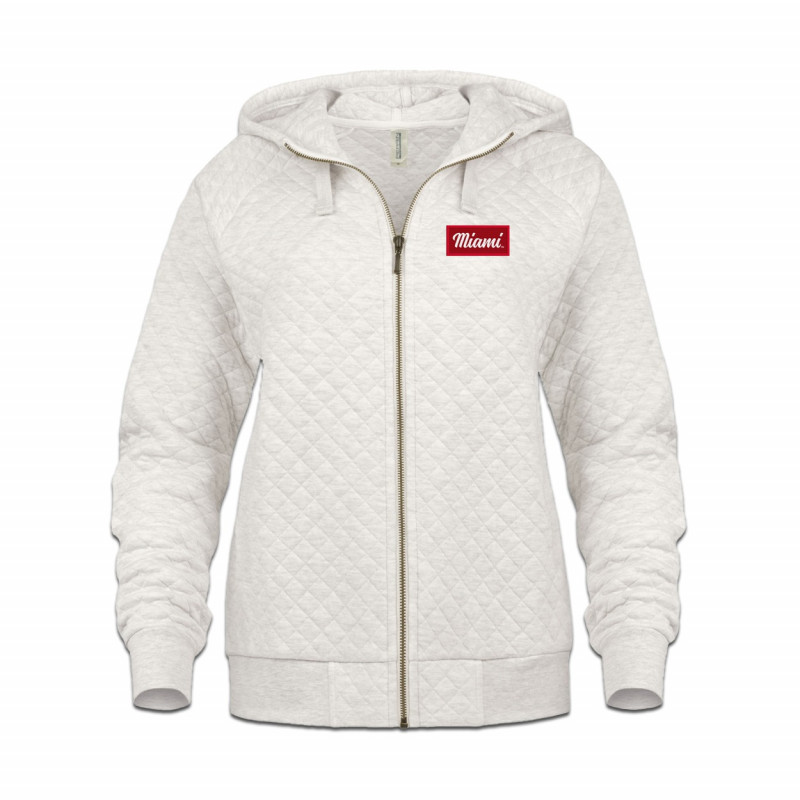 Miami RedHawks Womens Oatmeal Quilted Full Zip Hoodie