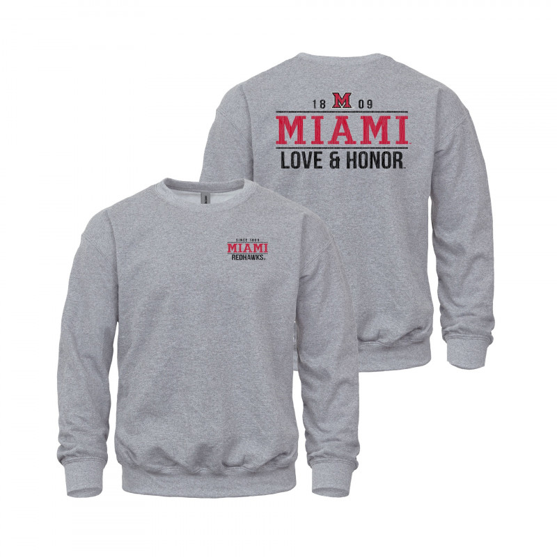 Miami RedHawks Love & Honor Back-Graphic Crew