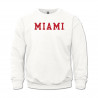 Miami Block Font Embroidered Crew, White