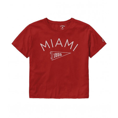 Women's Miami University Cropped Red Pennant Tee