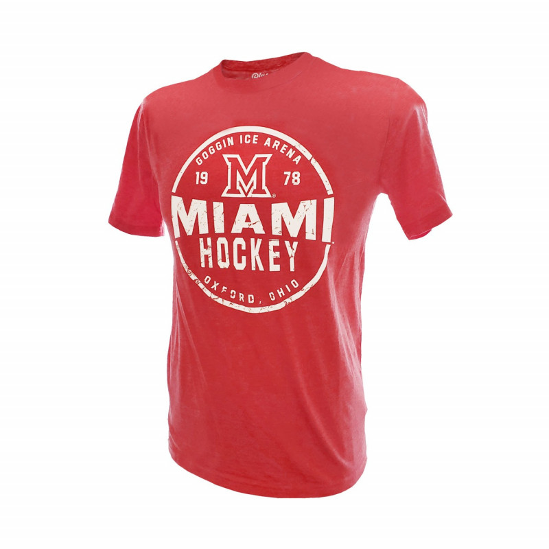 Miami Hockey Goggin Ice Arena Short Sleeve Tee in Red
