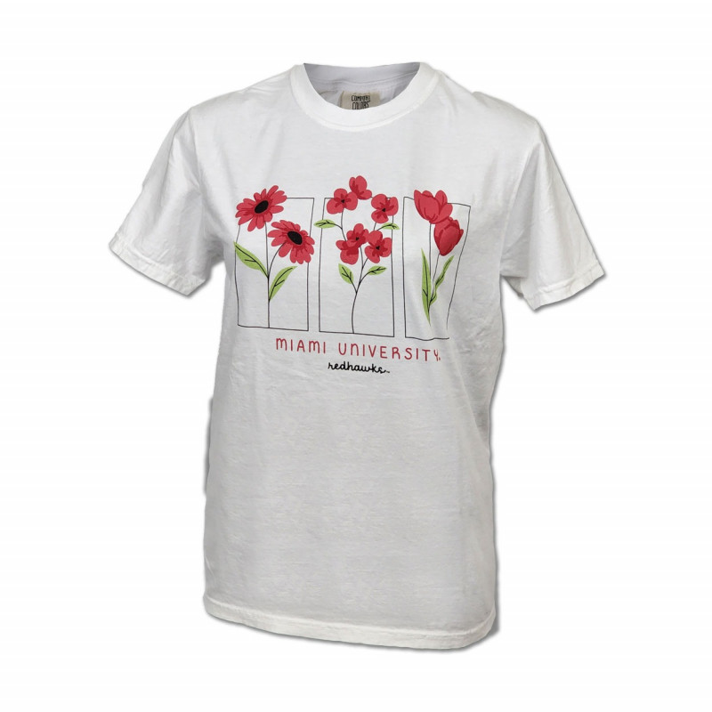 Summit Miami University Flowers Short Sleeve Tee, White