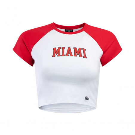 Hype & Vice Mimi HomeRun Crop Tee, Red & Wht