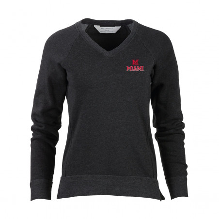 Boxercraft Miami Univ. Women's V-Neck Sweater, Charcoal