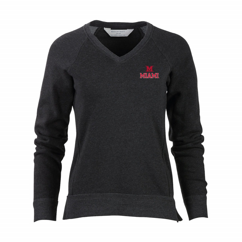 Boxercraft Miami Univ. Women's V-Neck Sweater, Charcoal