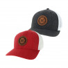 Legacy Miami Trucker Hat w/ Leather Circle Patch, Red, White