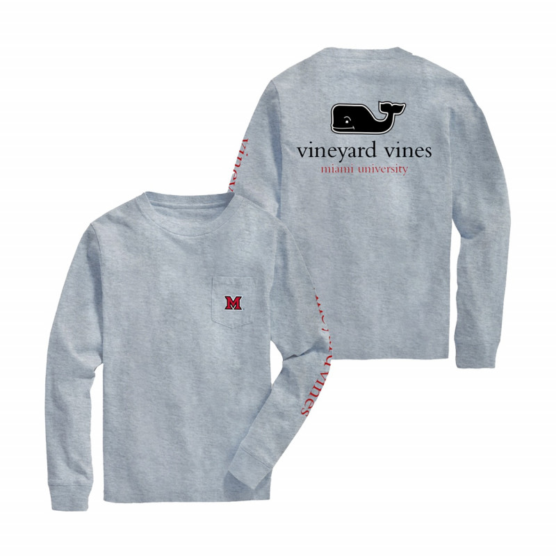 Vineyard Vines Miami Pocket Long Sleeve Tee, Heather Gray