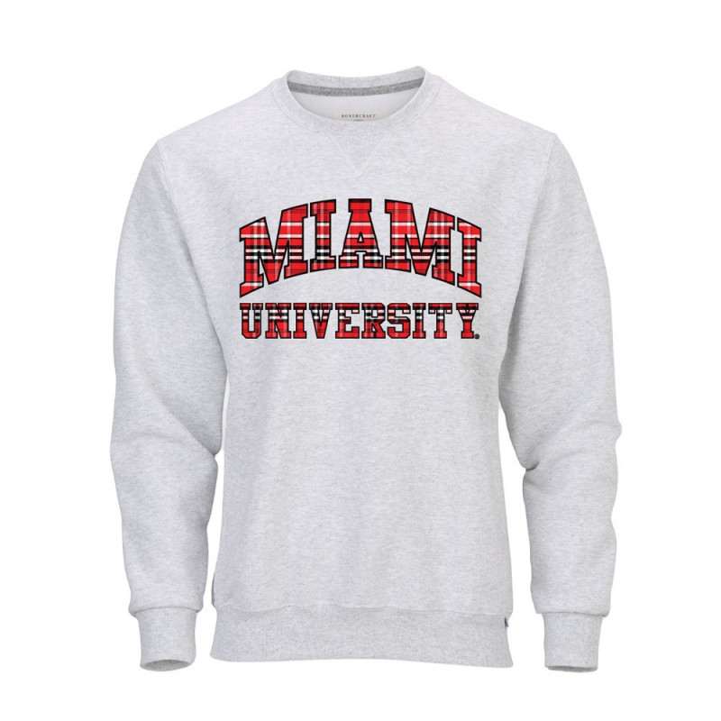 Miami RedHawks Boxercraft Plaid Letter Crew