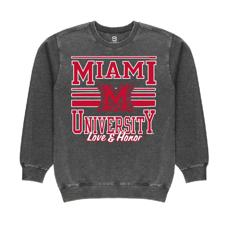 Miami RedHawks Burnout Fleece Crew