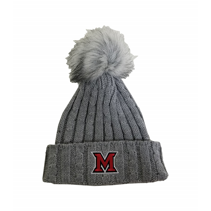 Miami University Grey Alps Hat with Faux Fur Pom