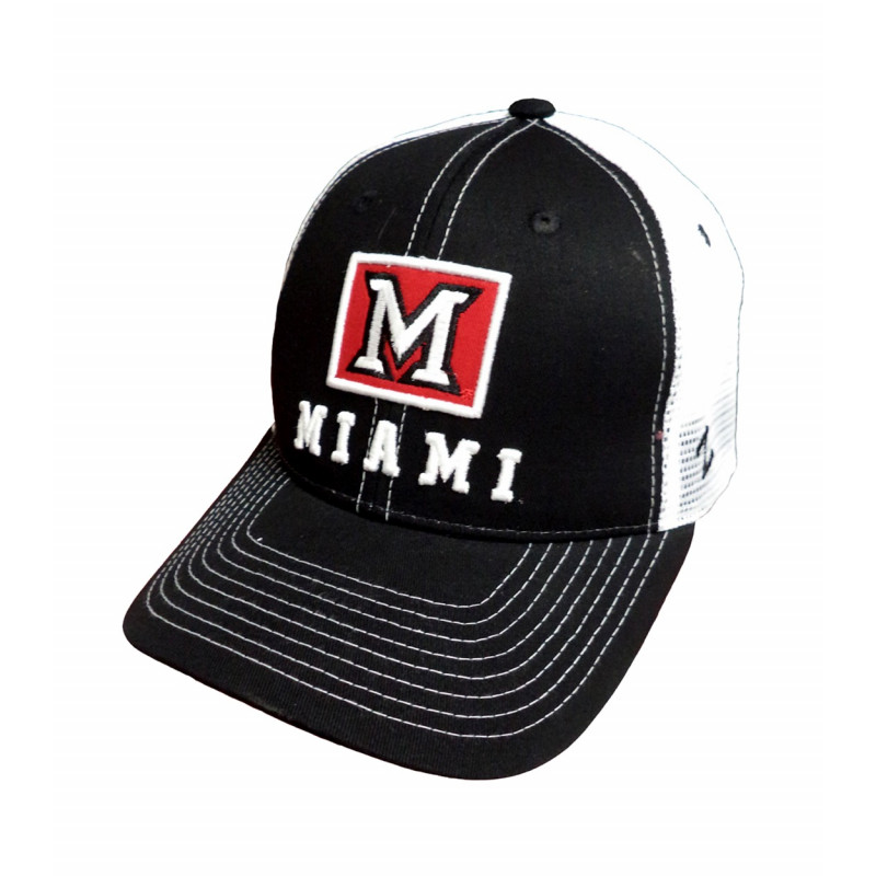 Black & White Miami University Adjustable Mesh Hat