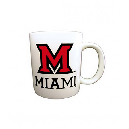 Miami Unviersity Block "M" over Miami White Mug