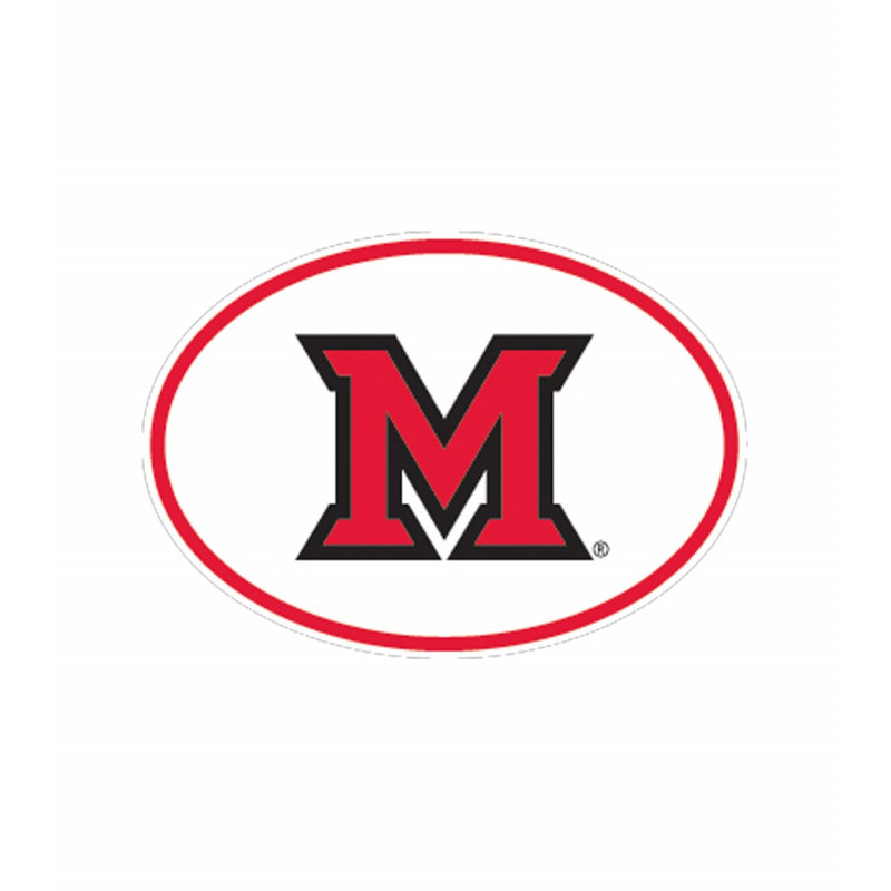Miami University White Oval Automotive Decal