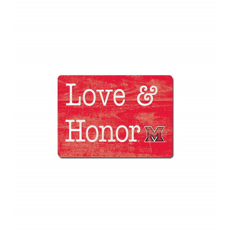 Miami University "Love & Honor" Wooden Magnet